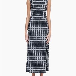 NWT Hill House Home Sloan Grecian Check Black and White Dress